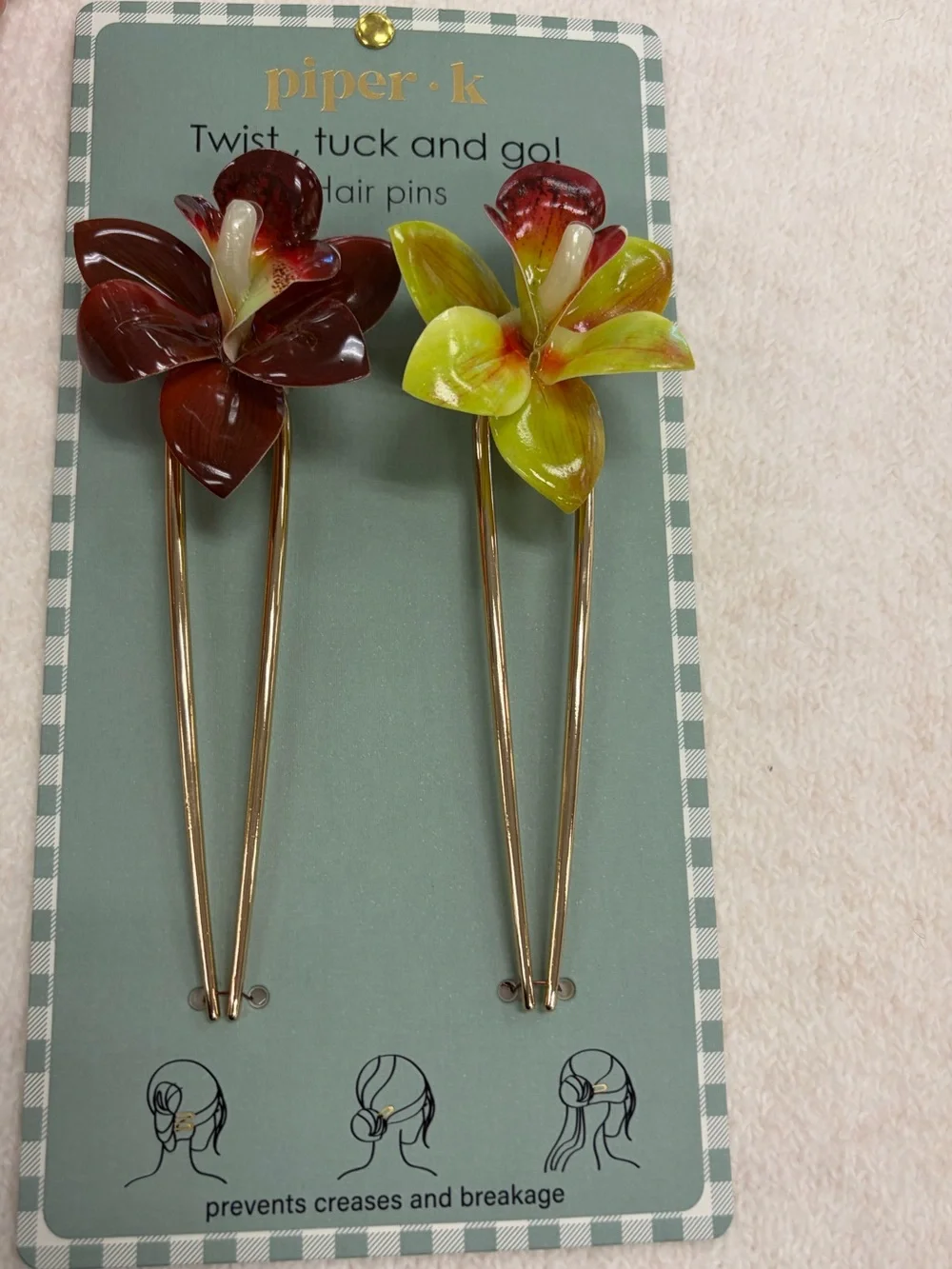NWT ⚜️🌺⚜️ Piper K Gorgeous Orchids French Pin Set of 2